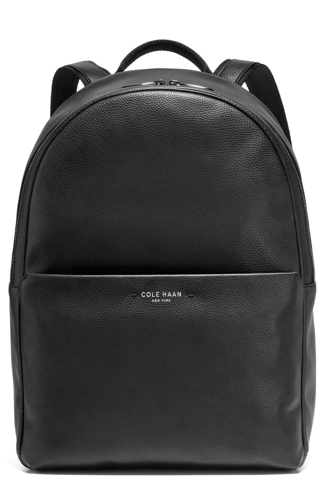 Cole Haan Belmont Leather Backpack, Main, color, Black