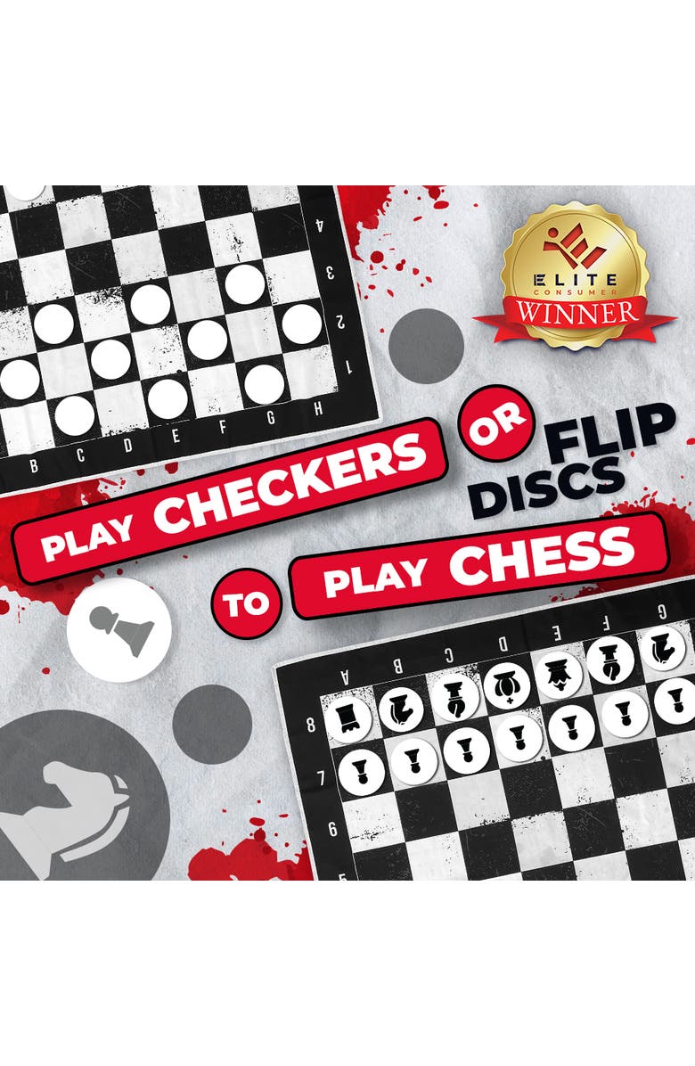 Swooc Games Giant Checkers, Chess, & Chess Tac Toe Game, Alternate, color, Black, White