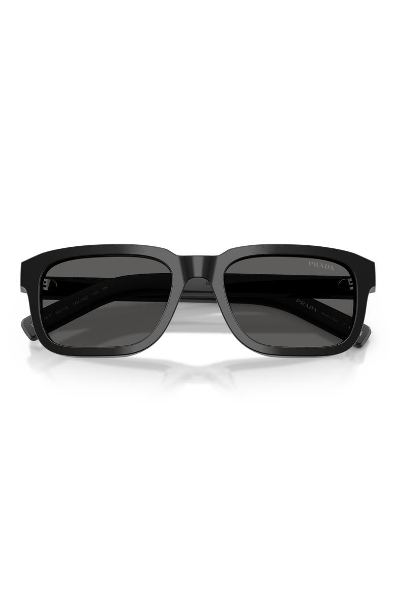 PR D16SF 57mm Rectangle Sunglasses, Alternate, color, BLACK / DARK GREY