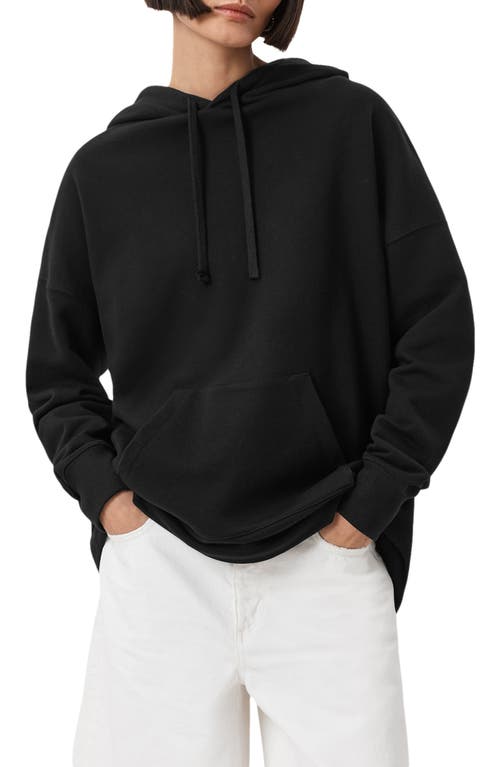 Allsaints Etti Scrunch Cotton Hoodie In Black