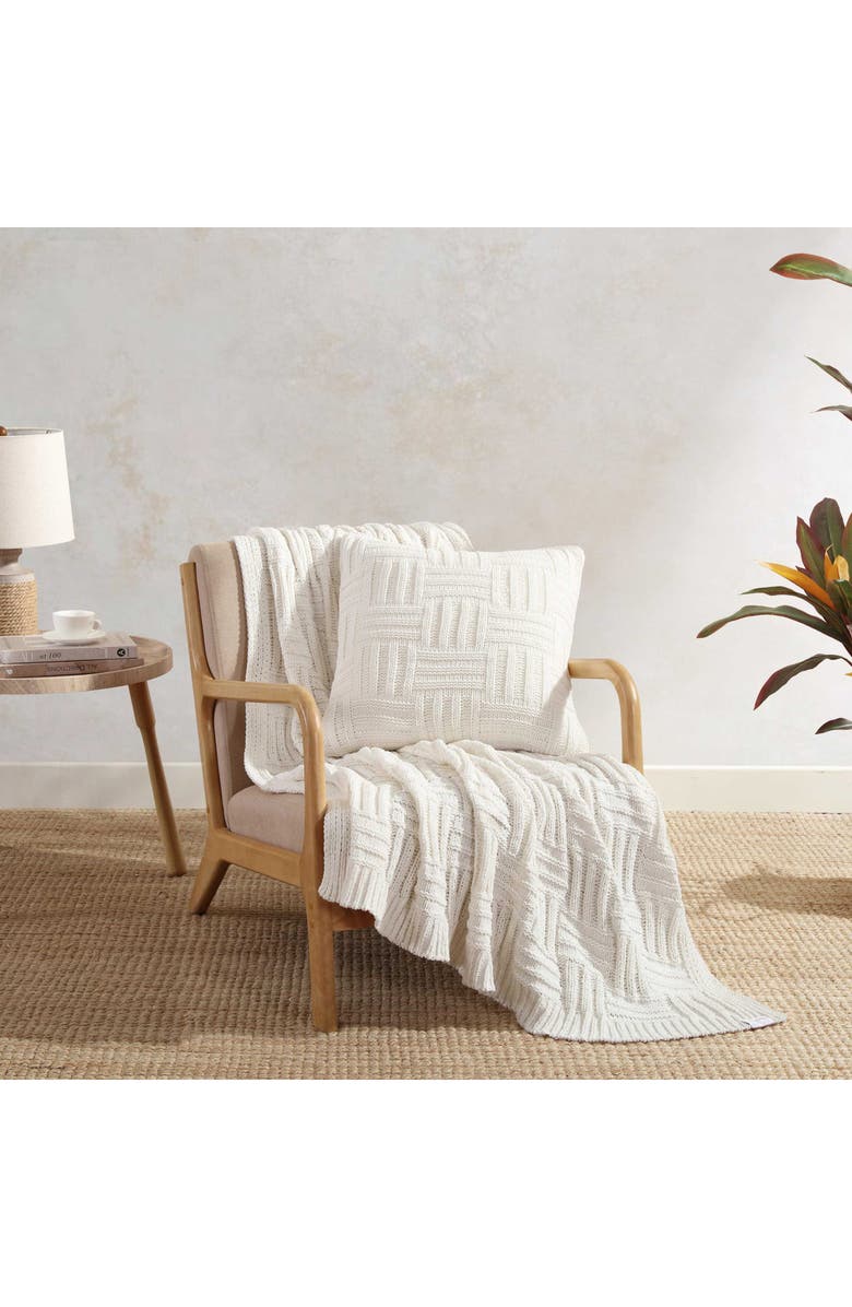 Tommy Bahama Chain Basket Chenille Knit Throw, Alternate, color, White