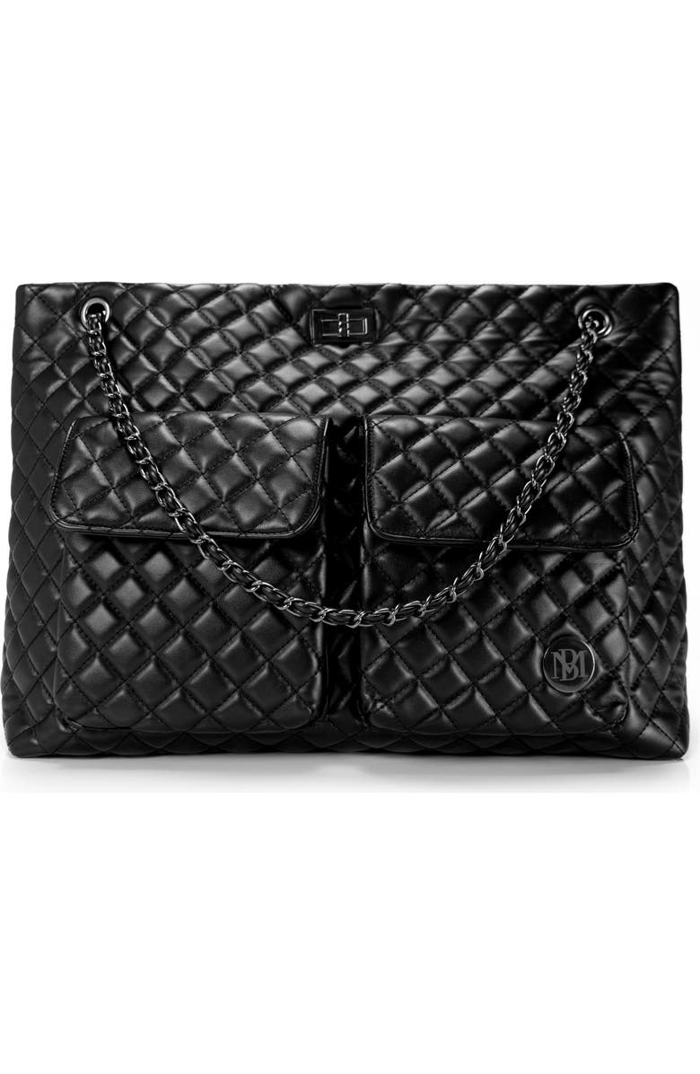 BADGLEY MISCHKA Diana Quilted Vegan Leather Weekender Duffel Bag, Main, color, Black