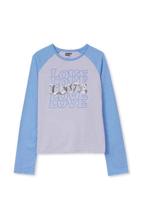 Girls Long Sleeve Raglan Graphic T-Shirt
