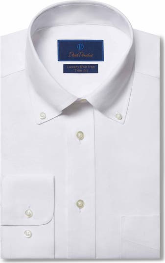 David Donahue Trim Fit Pinpoint Oxford Non-Iron Dress Shirt