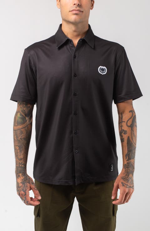 Aqua Terra Night Shade Tech Short Sleeve Performance Button-Up Shirt