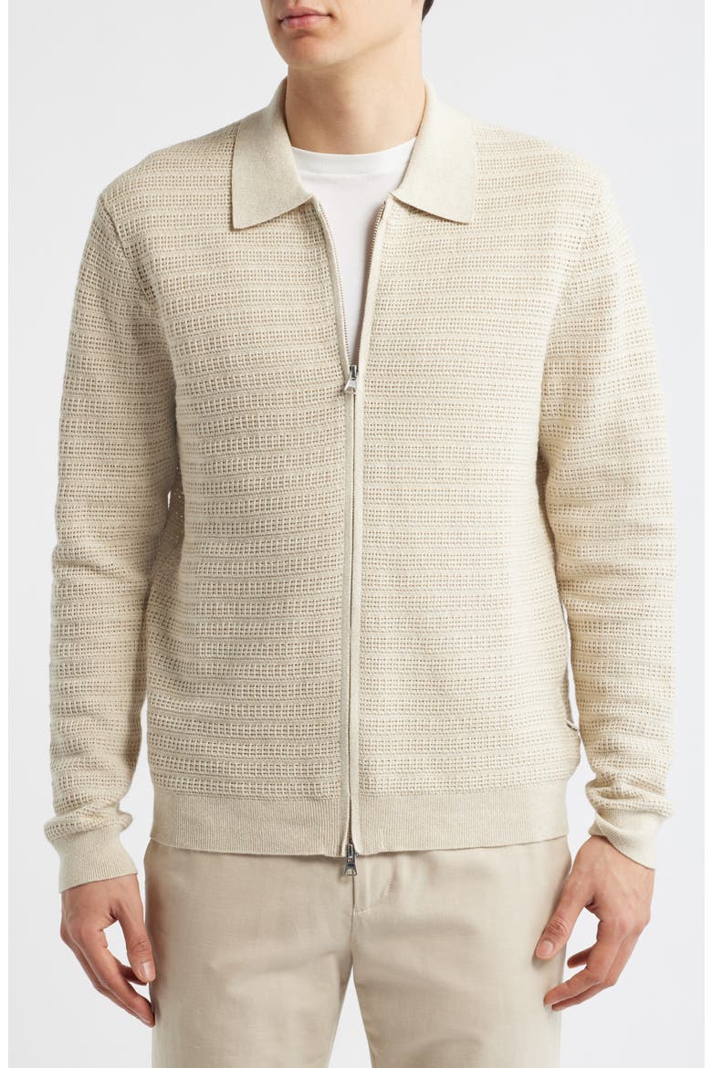 Gustav 60016 Zip Cardigan, Alternate, color, IVORY MOULINE
