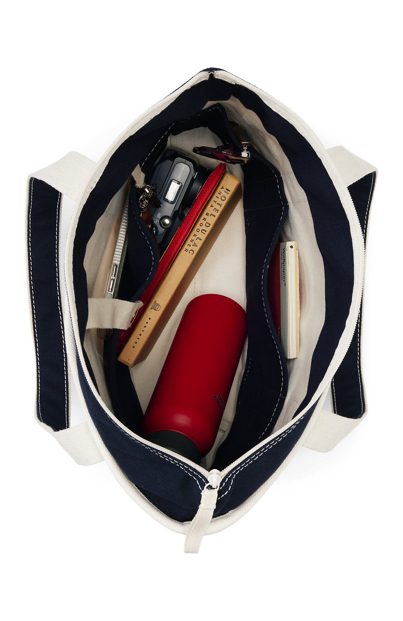 Medium Denim Zip Top Tote Bag, Alternate, color, Apple/Natural/Radiant Navy