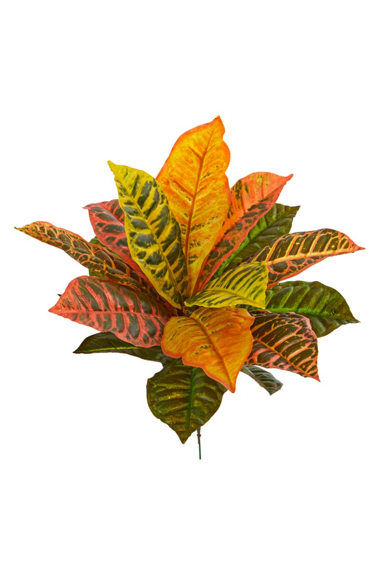 NEARLY NATURAL 17-in Garden Croton Artificial Plant, Main, color, Orange