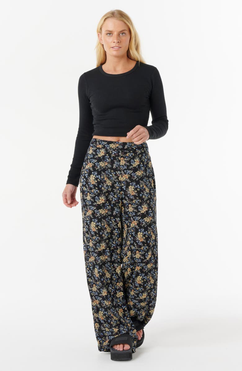 Rip Curl Pacific Rider Ditsy Floral Print Wide Leg Pants, Alternate, color, Black Multi