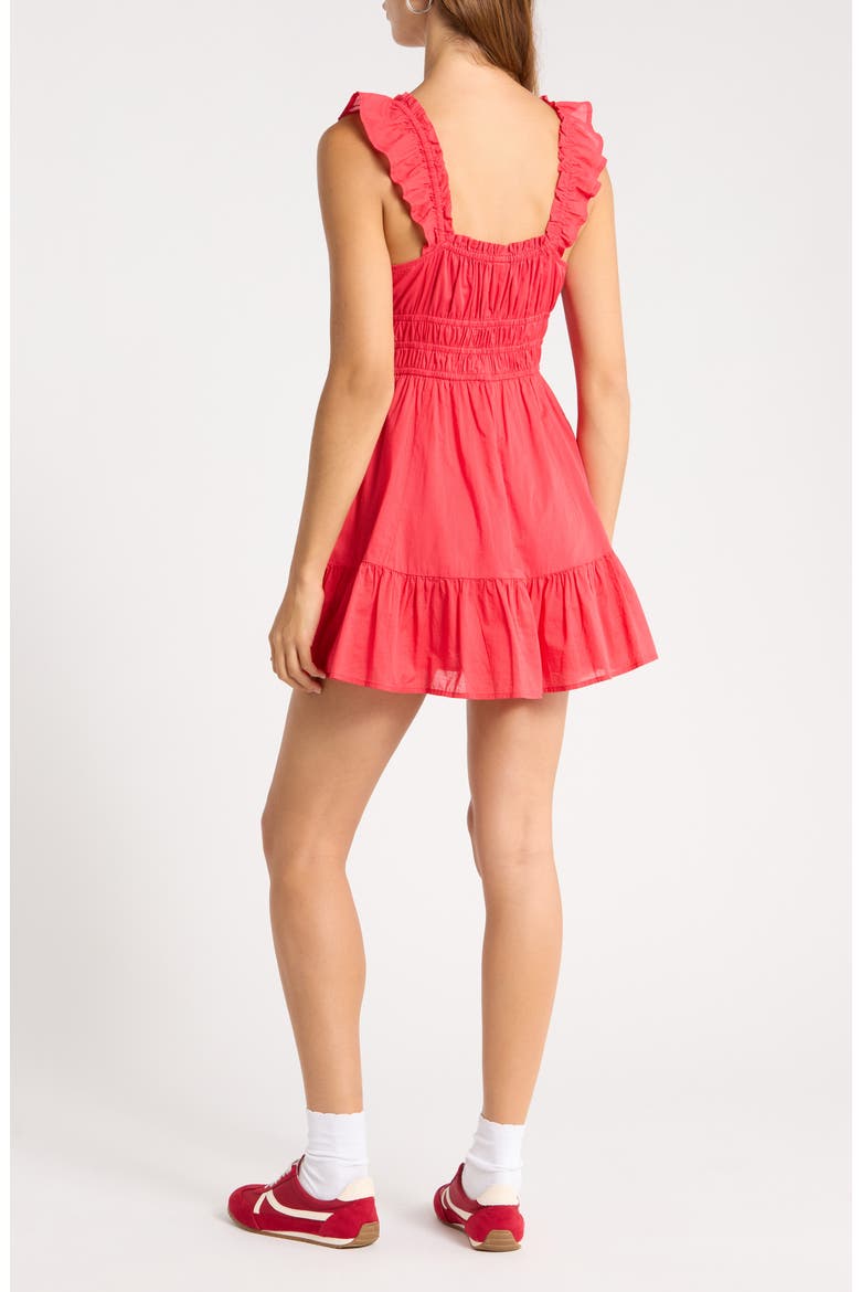 Ruffle Strap Tiered Cotton Minidress, Alternate, color, RED SAUCY