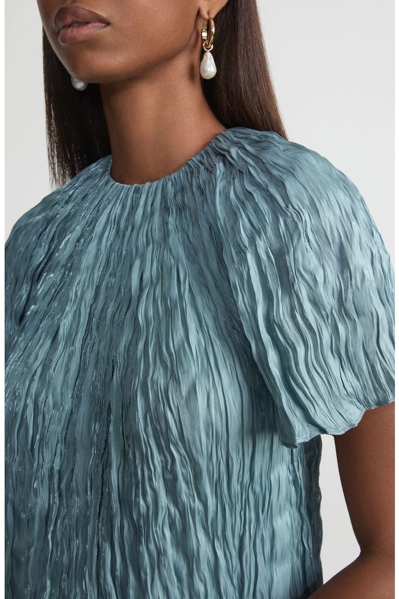 Plissé Top, Alternate, color, LAGOON GREEN