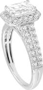 LuvMyJewelry Lilit 14K White Gold Emerald Cut Lab Grown Diamond Halo Engagement Ring - 2.2 Ct