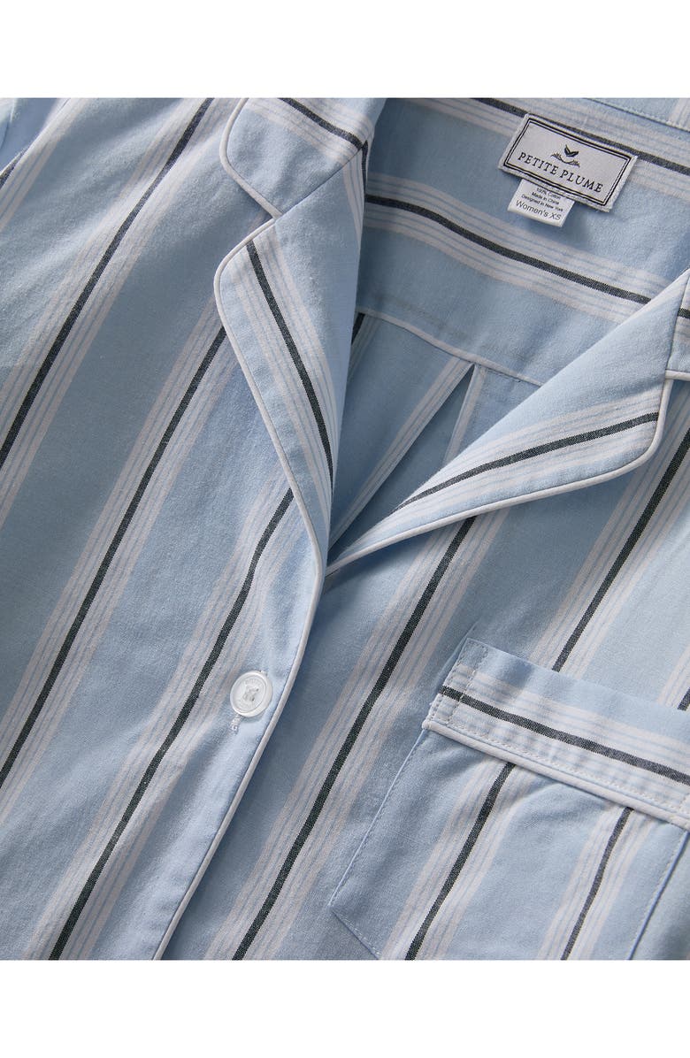 Petite Plume Coastal Stripe Cotton Twill Nightshirt, Alternate, color, Blue