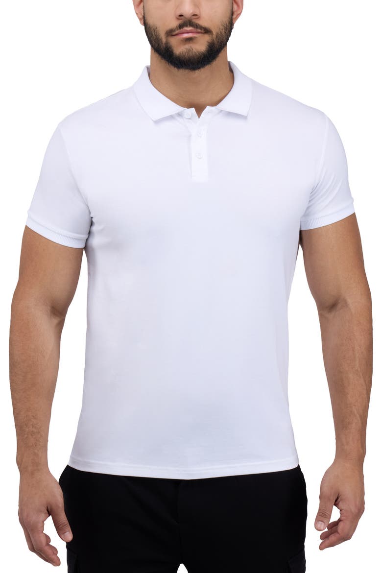 Stretch Cotton Rib Polo, Main, color, WHITE
