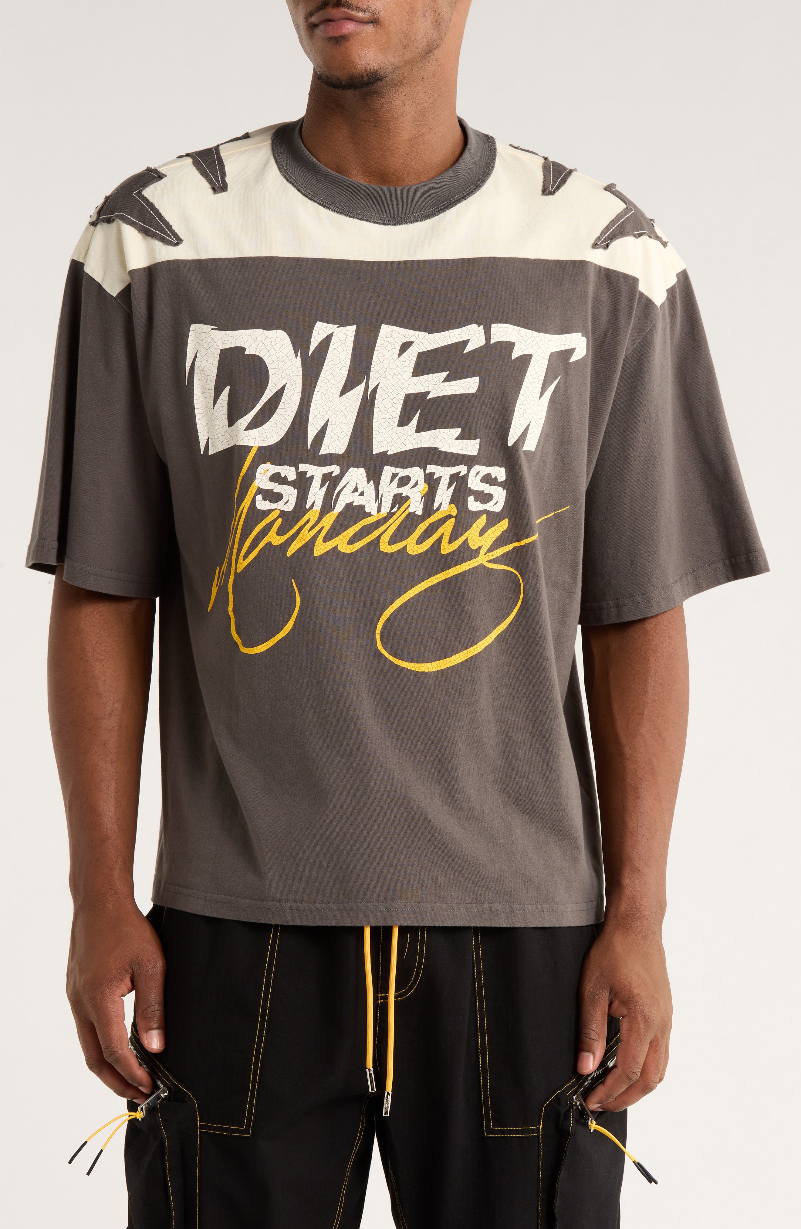 DIET STARTS MONDAY Yoke Cotton Graphic T-Shirt
