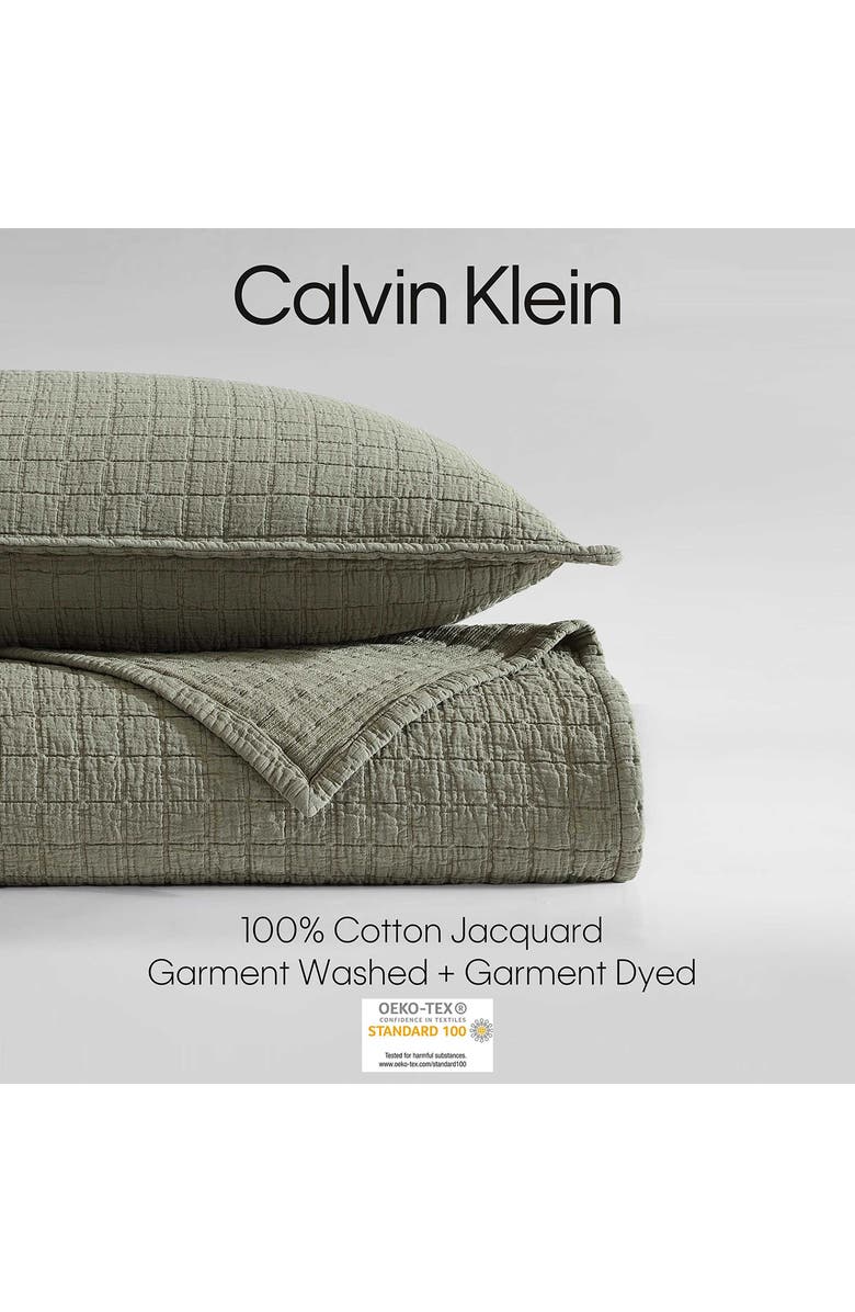 Calvin Klein Essential Washed Jacquard Coverlet, Alternate, color, Green