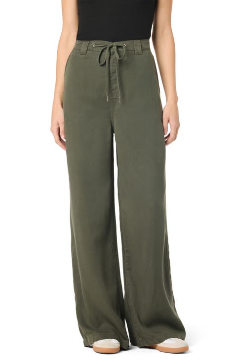 High Waist Tie Front Wide Leg Pants