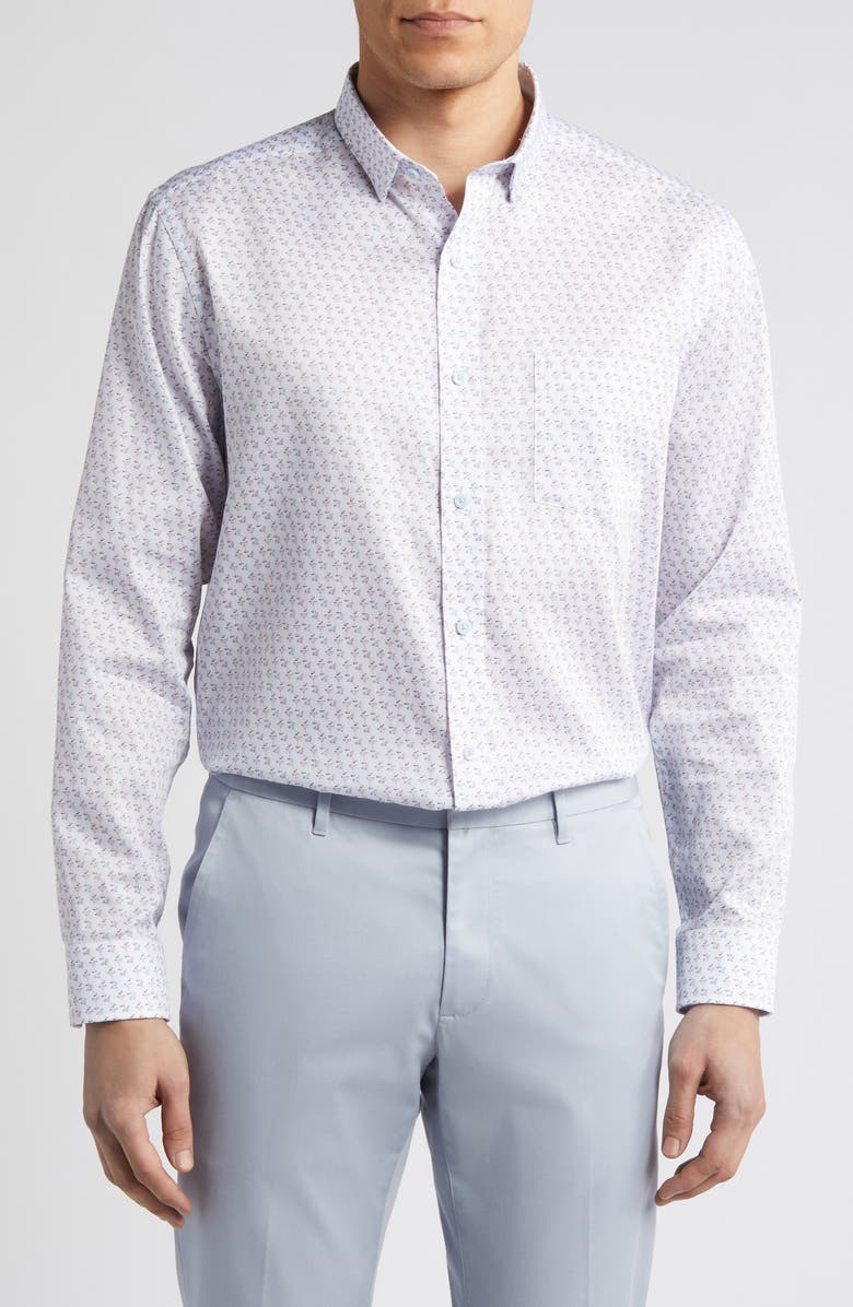 Johnston & Murphy Cocktail Print Cotton Button-Up Shirt, Main, color, 
