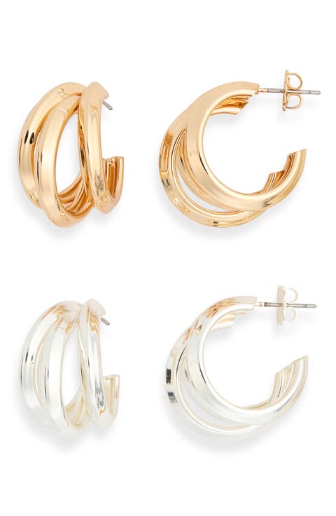 2-Pack Triple Split Hoop Earrings