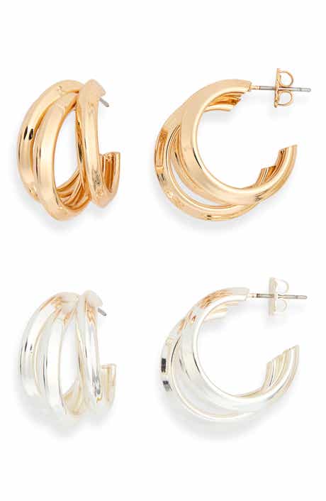 2-Pack Triple Split Hoop Earrings