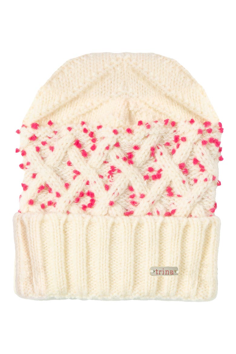 x Trina Turk Knit Beanie, Main, color, WHITE
