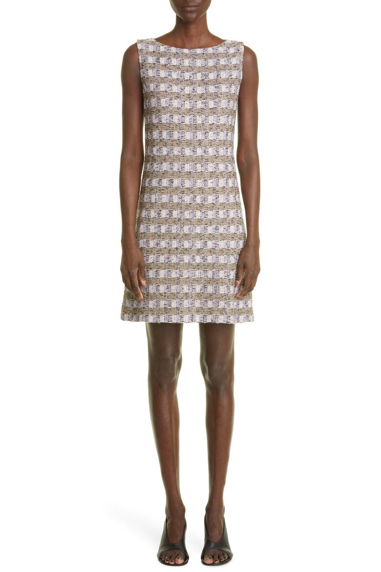 Sleeveless Tweed Sheath Dress (Nordstrom Exclusive), Main, color, CAMEL MULTI
