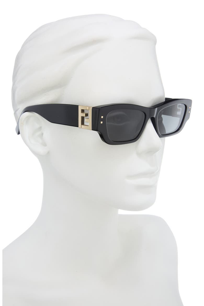 Fold 53mm Cat Eye Sunglasses, Alternate, color, SHINY BLACK / SMOKE