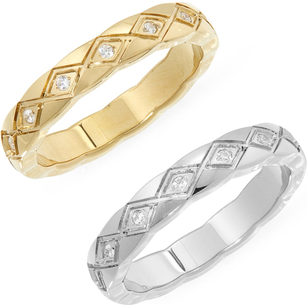 Nordstrom Set Of 2 Waterproof Cubic Zirconia Geometric Band Rings In Multi