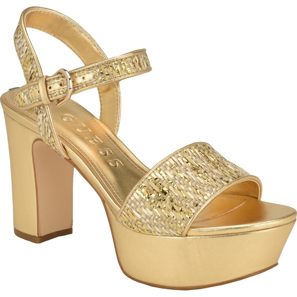 Guess Haldem Platform Sandal In Gold