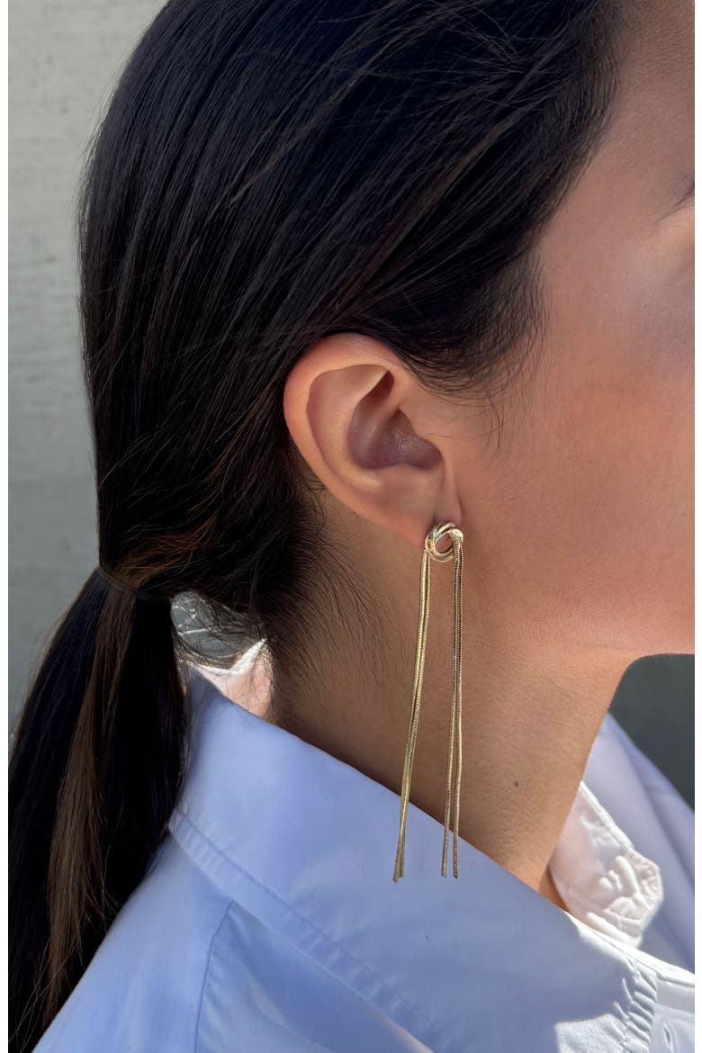 Knotted Rope Chain Drop Earrings, Alternate, color, GOLD