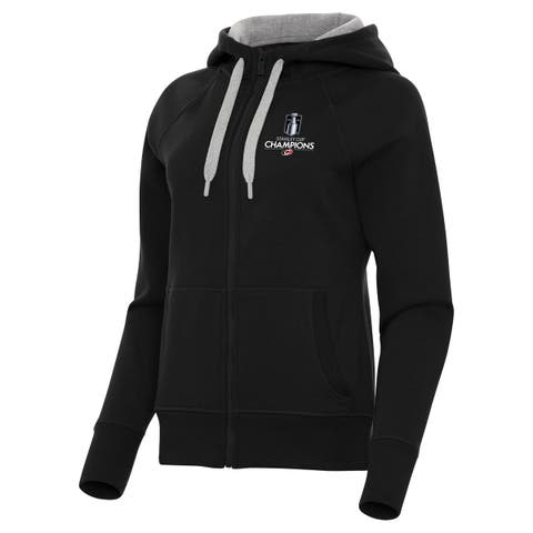 Women's Antigua  Black Carolina Hurricanes 2026 Stanley Cup Champions Takeover Fleece Raglan Full-Zip Hoodie