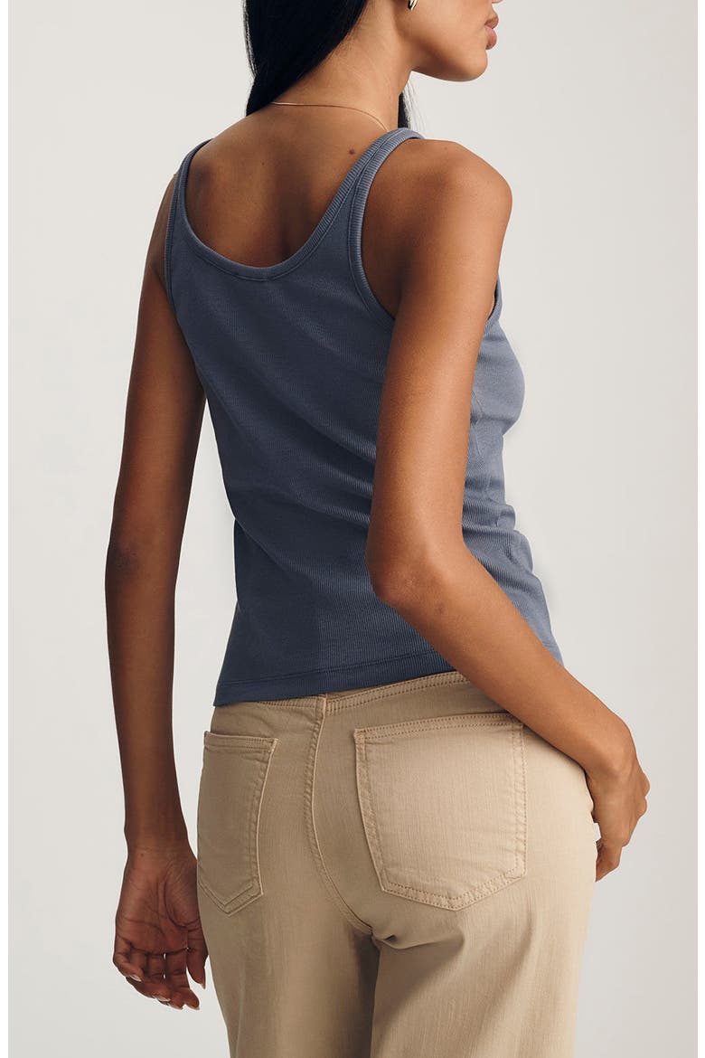 Scoop Neck Stretch Cotton Rib Tank, Alternate, color, GRISAILLE
