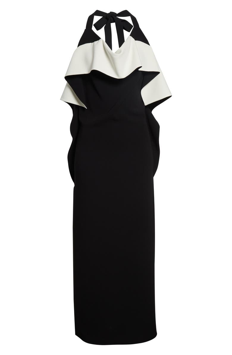 Proenza Schouler Sanna Ruffle Matte Double Crepe Gown, Alternate, color, Black/ Ivory