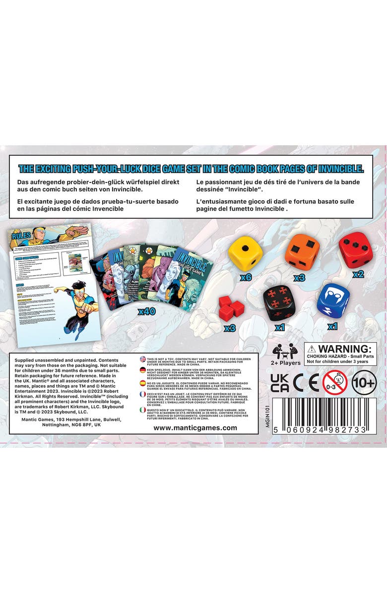 Mantic Games Invincible The Dice Game Fast Paced Push Your Luck Dice Rolling Game, Ages 10+, Alternate, color, Multicolored