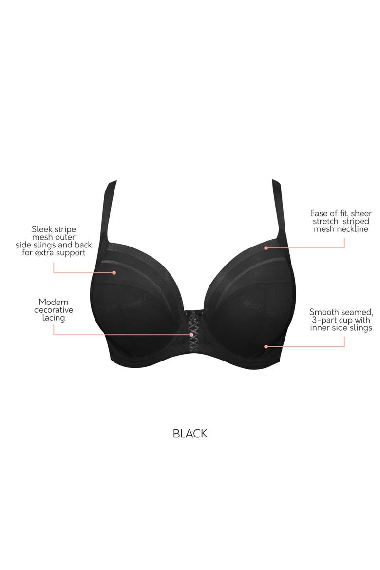 Shea Plunge Unlined Bra, Alternate, color, Black