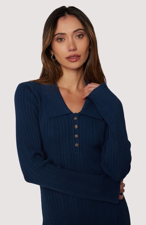 Lost + Wander Giustina Long Sleeve Midi Sweater Dress In Blue
