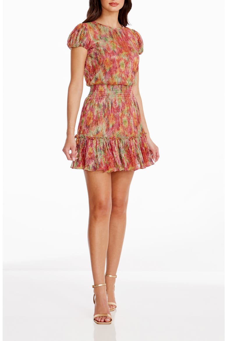 Kenley Metalllic Floral Minidress, Alternate, color, BRIGHT FUCHSIA MULTI