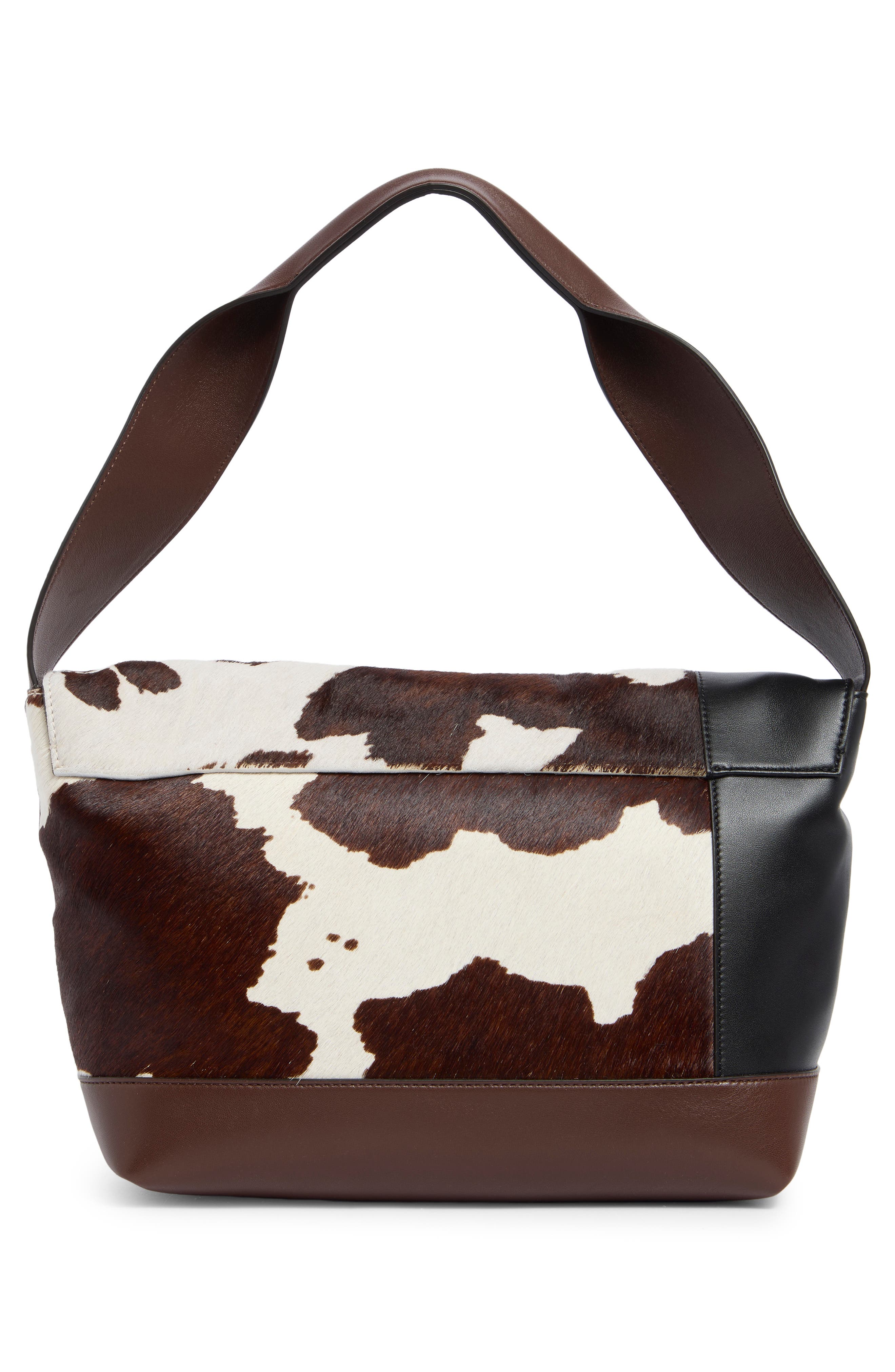 Pod Pochette Leather & Calf Hair Shoulder Bag, Alternate, color, BLACK7BROWN/ SUDAN