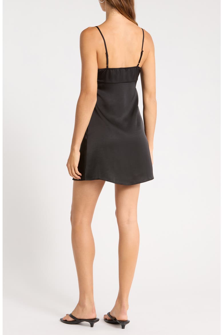 Satin Twist Front Mini Slipdress, Alternate, color, BLACK