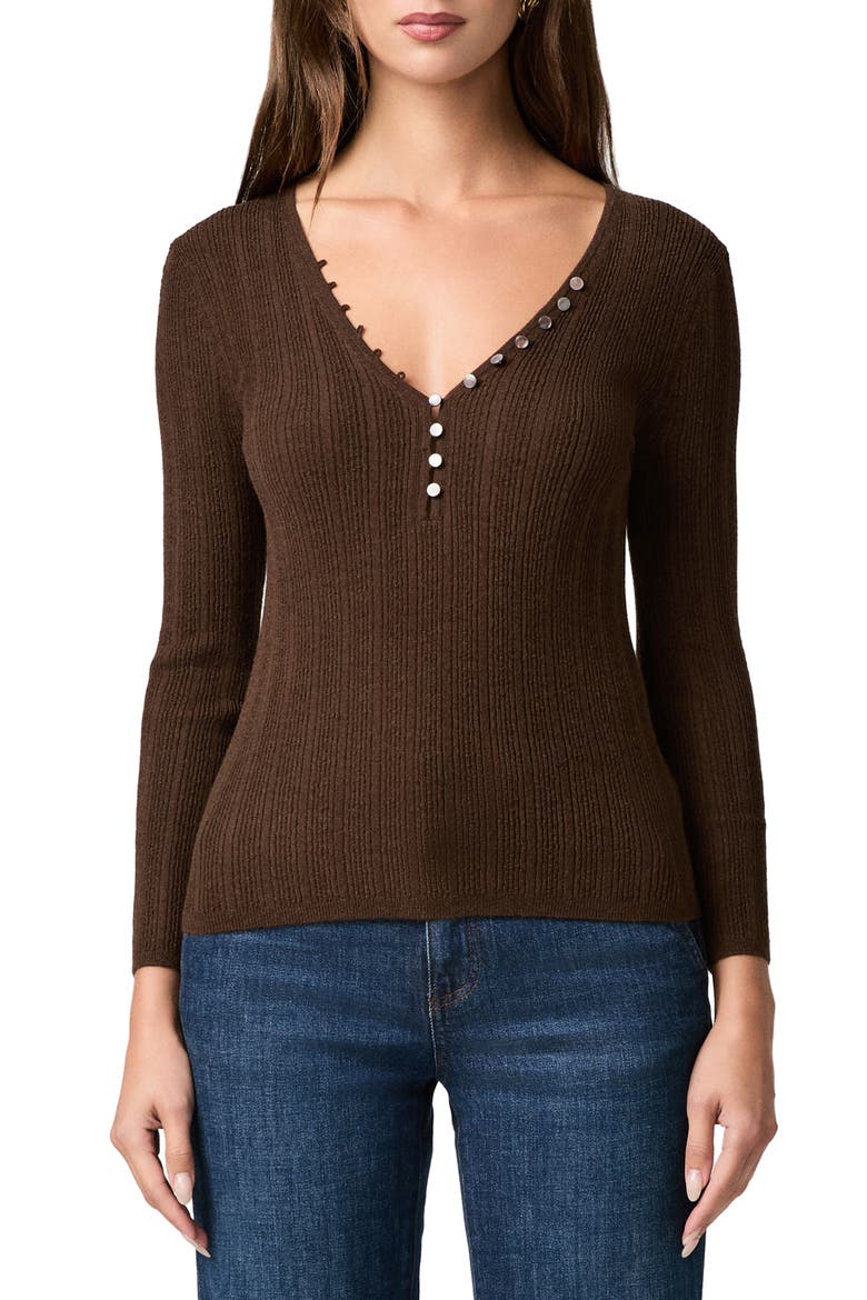 Ginnette Button Rib Sweater, Main, color, HICKORY