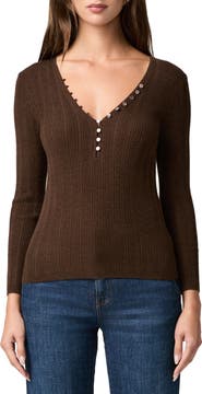 PAIGE Ginnette Button Rib Sweater