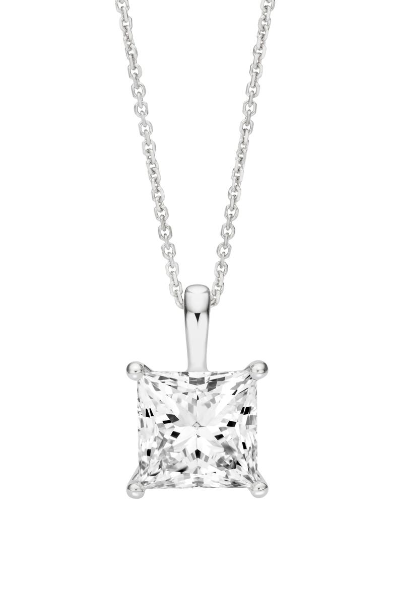 LIGHTBOX 3-Carat Lab-Grown Diamond Princess Cut Pendant Necklace, Main, color, 