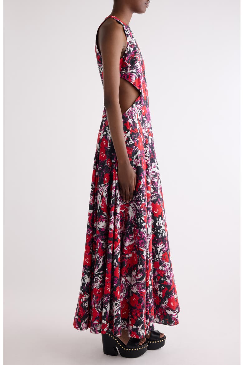 Print Fluid Cutout Dress, Alternate, color, FUCHSIA