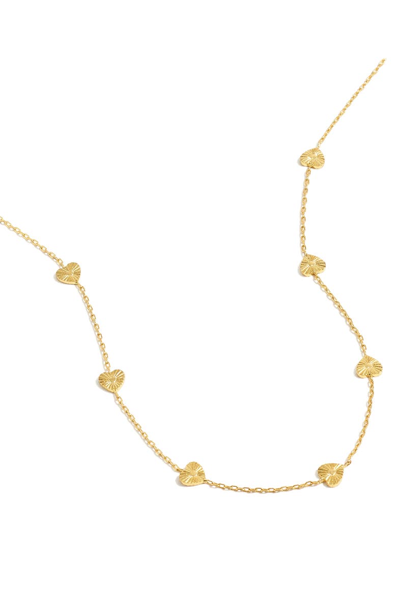 Madewell Etched Heart Delicate Station Necklace, Main, color, 