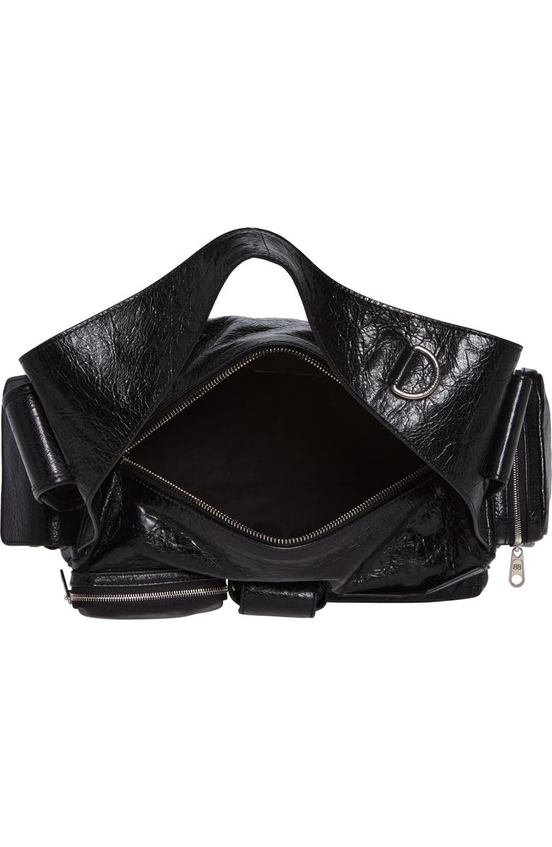 Balenciaga Small Superbusy Crinkle Leather Sling Bag, Alternate, color, Black