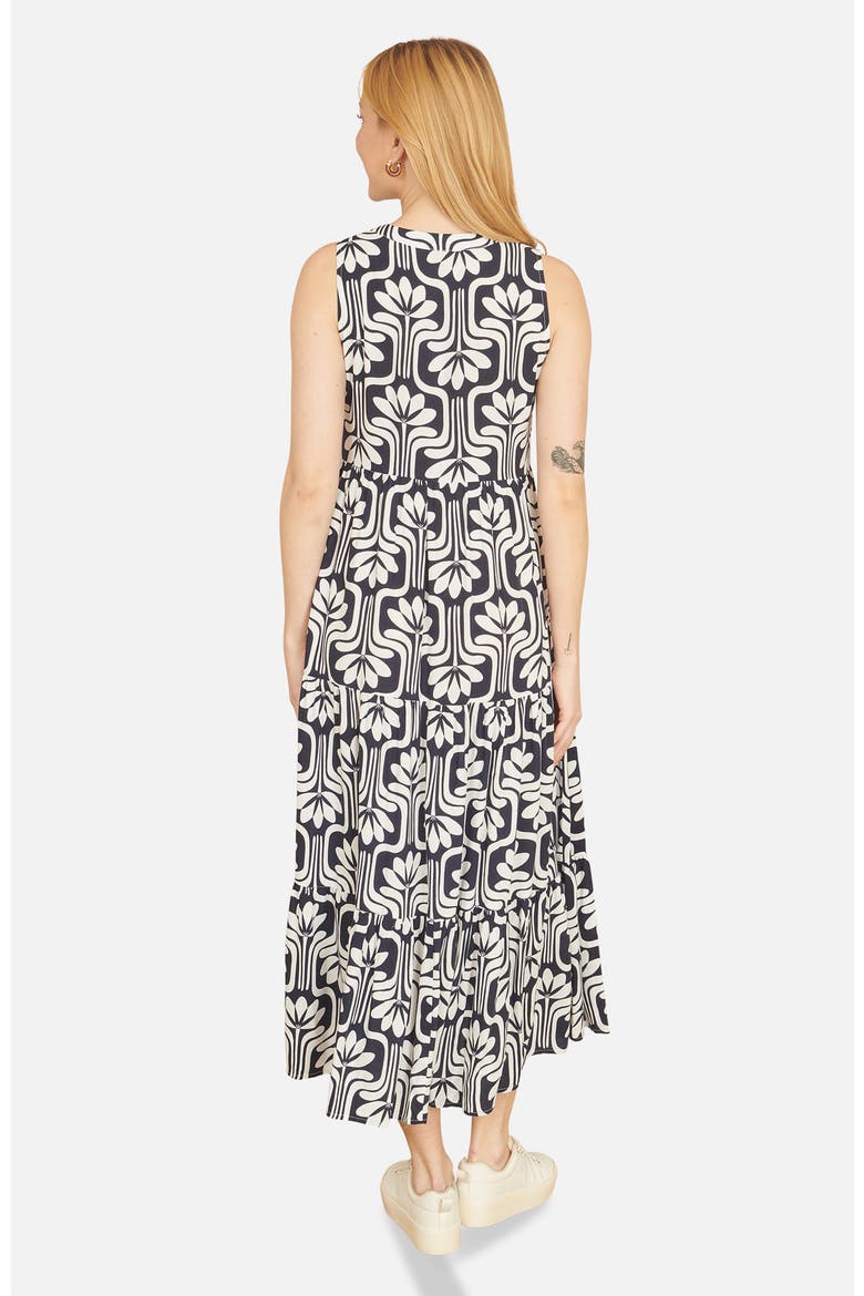 Retro Print Relaxed Midi Dress, Alternate, color, Navy