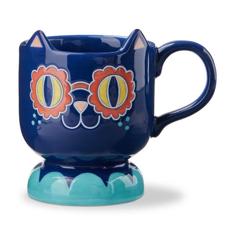 Eclectic Fun Cat Earthenware Mug Multi 14 oz 5.45 x 3.9 x 4.65 in
