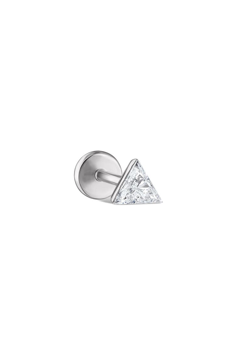 Single Invisible Set Triangle Diamond Earring, Main, color, WHITE GOLD