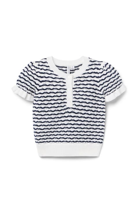 Wavy Striped Pointelle Sweater Top (Infant)