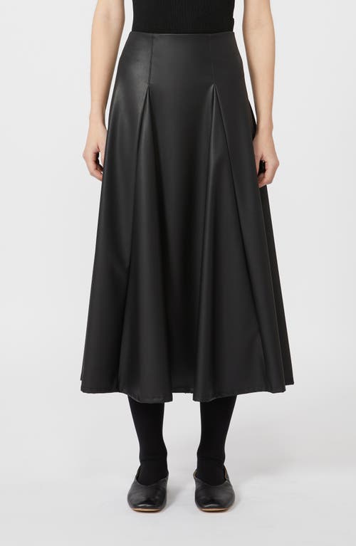 Mm By Max Mara Nocera Faux Leather Godet Midi Skirt In Black